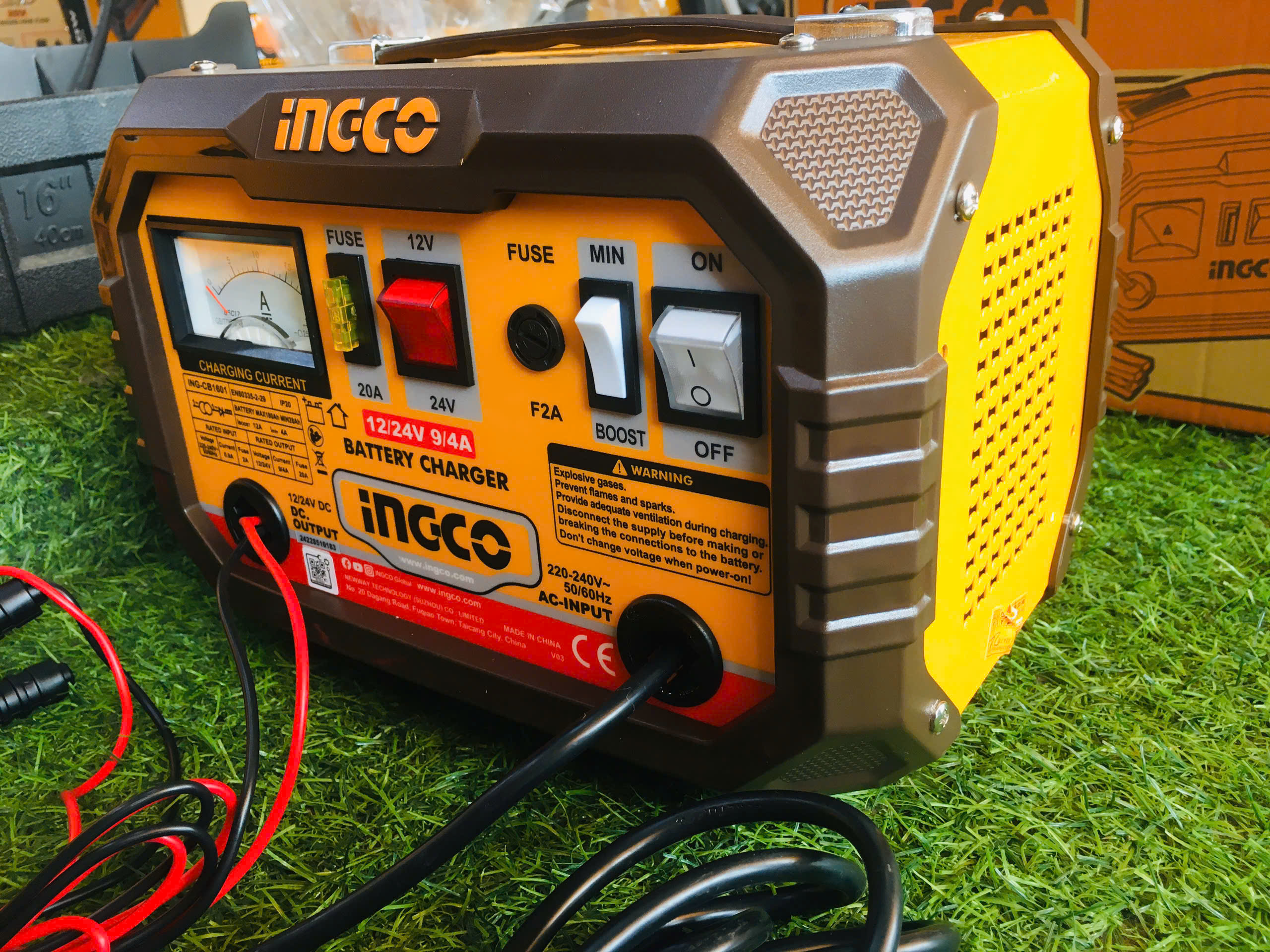 Ingco Ing-Cb1601 12V 24V Battery Charger Input Voltage 12/24V Rated Current 9/4A Boost Current 12A Standard Capacity Min 28-180Ah Max