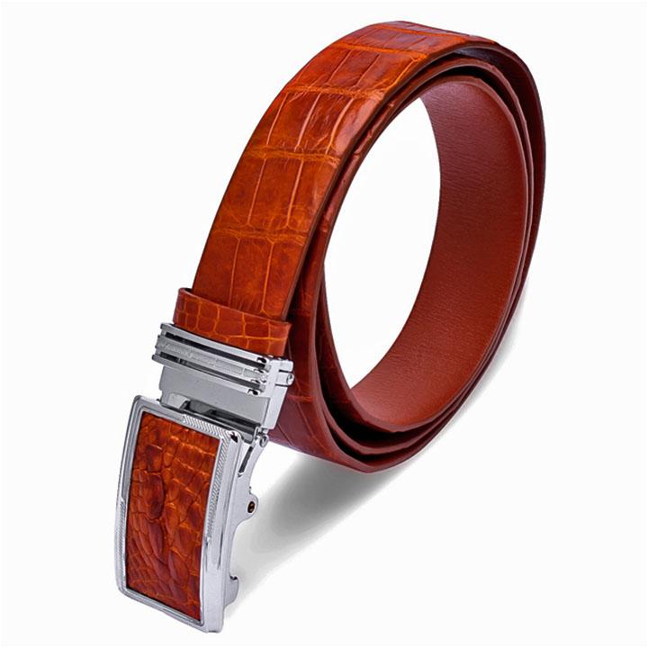 Crocodile leather men belt 3,5p black earth brown cowhide red brown hk4201-01-03-40