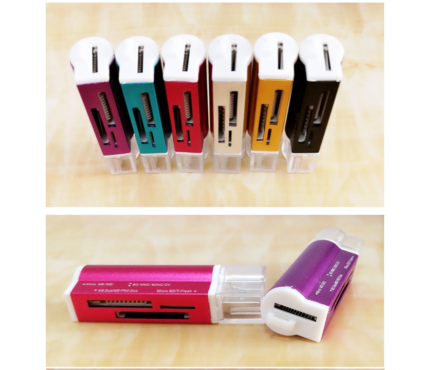 Đầu Đọc Thẻ Nhớ 4 Trong 1 Hợp Kim Nhôm Tiện Lợi Dạng Hình Trụ