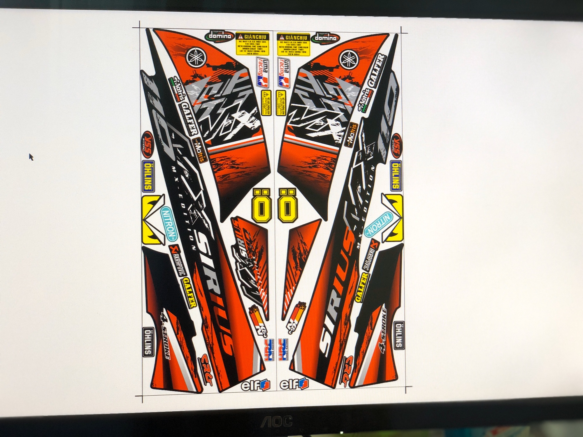 Tem rời dán xe sirius Mx đỏ đen