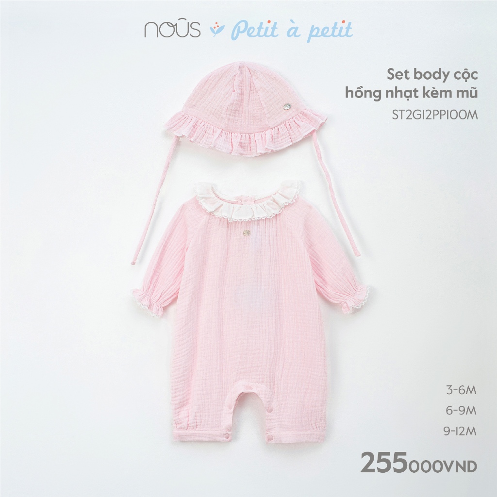 [Nous Baby] Bộ body Nous dài chất liệu cao cấp cho bé (size 0-18M)