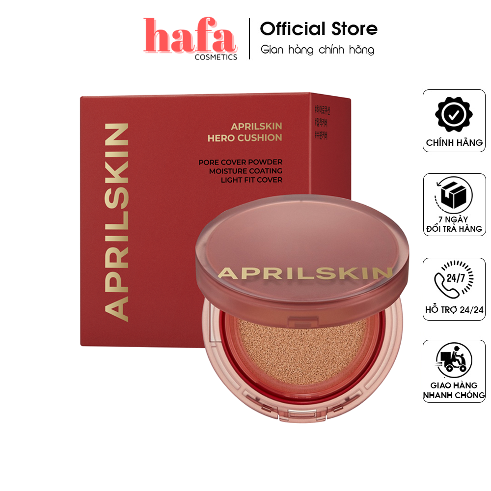 Phấn Nước Che Phủ Hoàn Hảo, Mịn Lì, Lâu Trôi APRILSKIN Hero Cushion SPF 50+/PA ++++ 12g