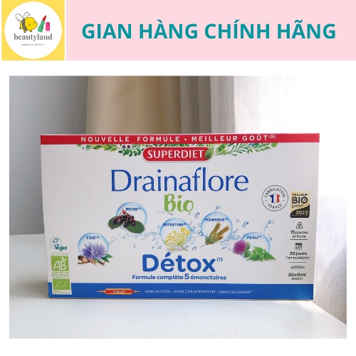 Thải độc hữu cơ 5in1 Detox Drainaflore Bio Pháp 20 ống