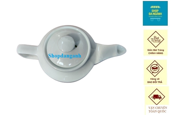 Ấm trà dáng vuông cỡ lớn 700 ml gốm sứ Bát Tràng