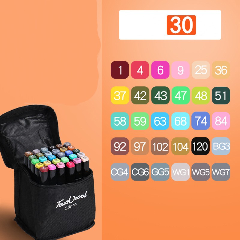 Bút Màu Marker Touch Cool Túi Vải 30/40/60/80 Màu Chuyên Nghiệp - Tặng Sổ Vẽ + 02 Bút Line - Hàng Chính Hãng