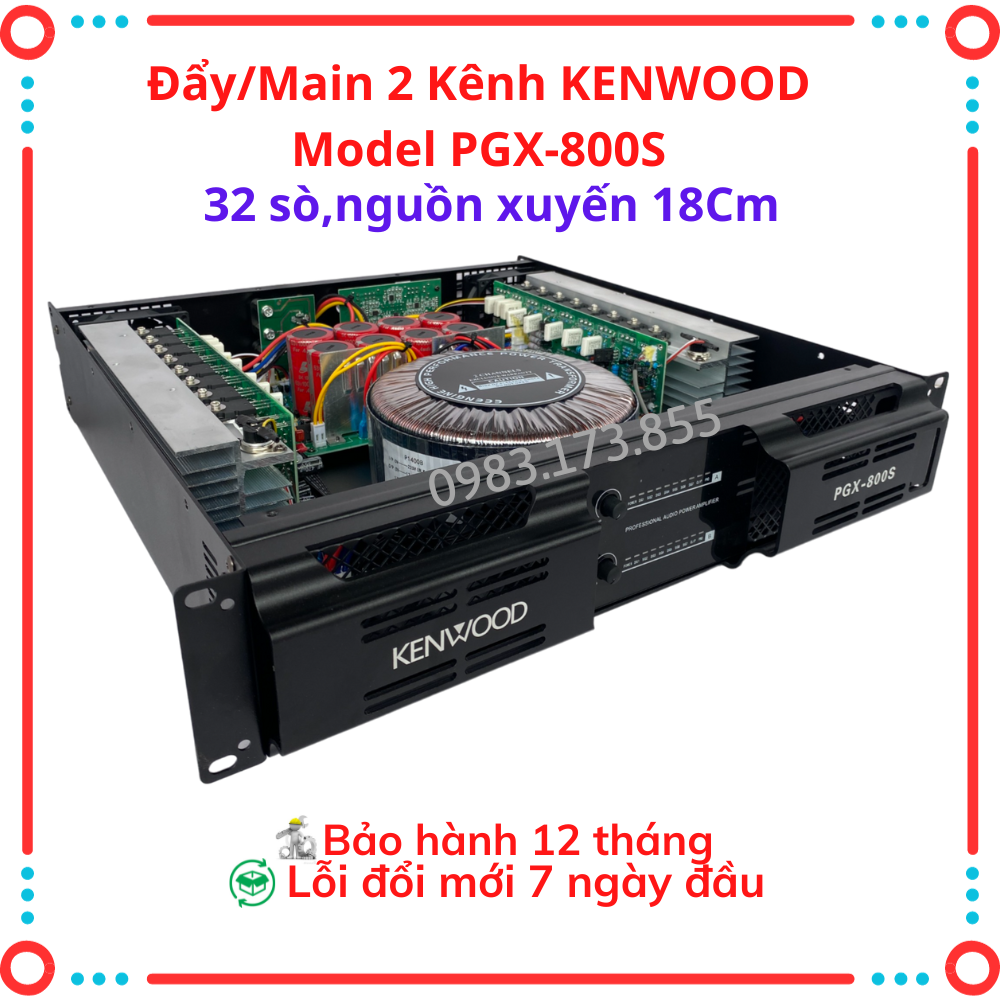 Cục đẩy công suất 2 kênh kenwood pgx-800s 32 sò công suất 800w/kênh/8 ôm hàng nhập khẩu nguyên chiếc.bảo hành 12 tháng.