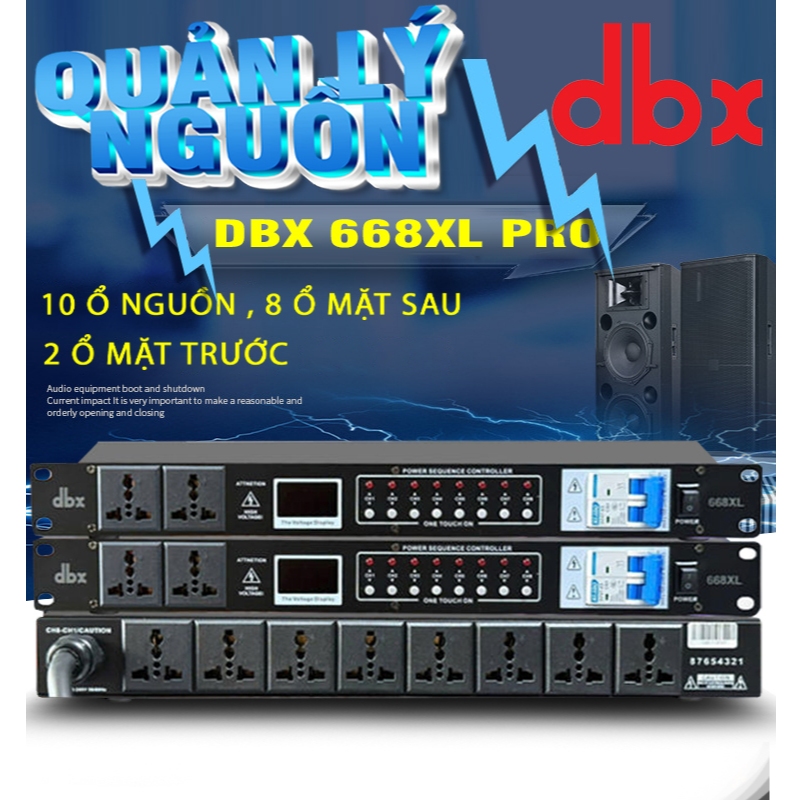 Bộ Quản Lý Nguồn DBX  668XL – Bộ Quản Lý Nguồn Cao Cấp Bảo Vệ Dàn Âm Thanh Gia Đình Sân Khấu Automat Tự Ngắt Chống Chập Trạm Cháy Nổ – Lọc Chống Nhiễu Cho Từng Kênh – Chống Sốc Điện Hiệu Qủa