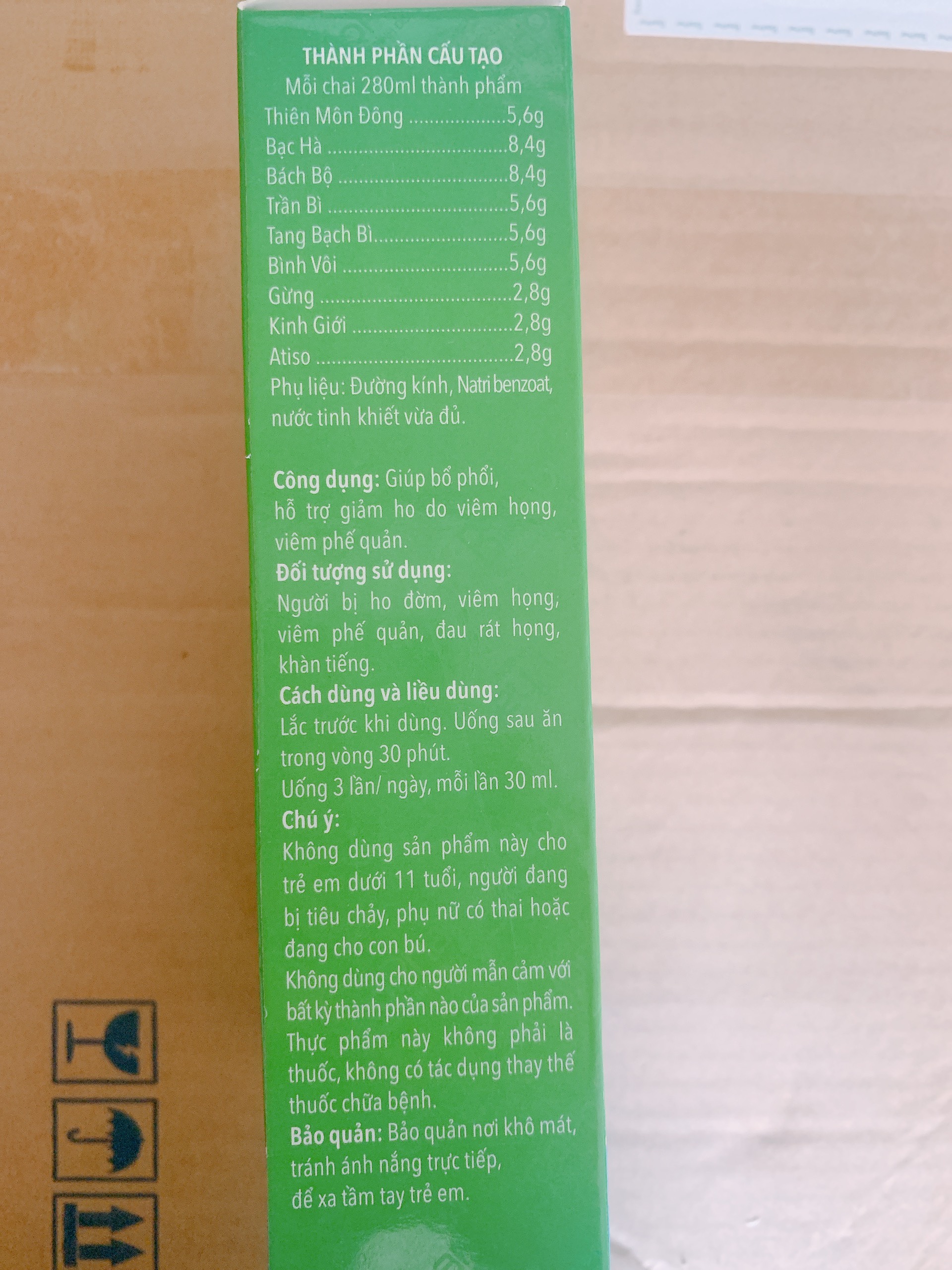 Thiên Môn Bổ Phổi Bình Đông dành cho người lớn Chai 280ml
