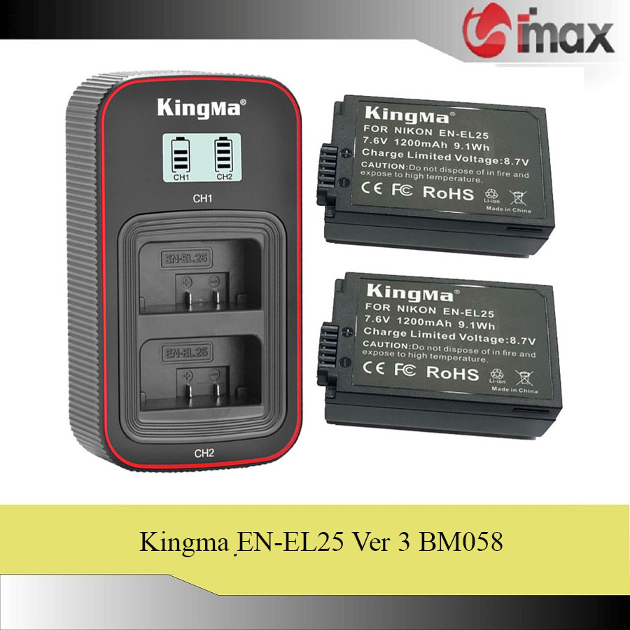 Bộ 2 pin 1 sạc đôi ver 3 bm058 kingma en-el25