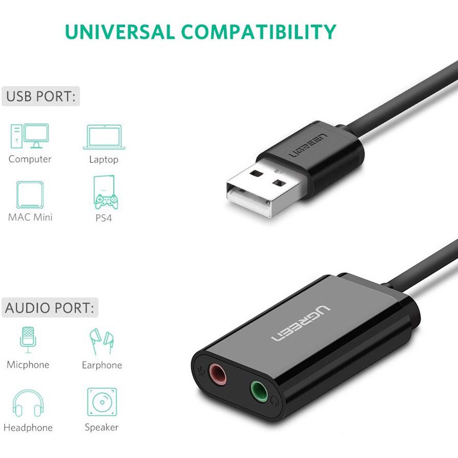 Ugreen 30724 - Cáp USB 2.0 ra Loa và Mic  - HapuStore