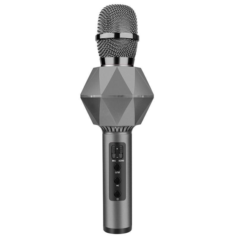 K7 Karaoke Condenser Bluetooth Wireless Microphone Metal Microphone Kara Ok Music Singing Bt Wireless Mic For Android Ios-Dark Gray