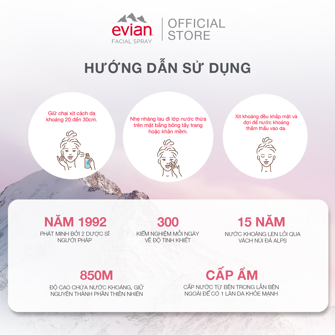 [DATE 2/2027] Combo 2 xịt khoáng cấp ẩm và làm dịu da Evian 300ml + 50ml