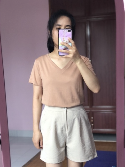 Áo phông nữ cổ tim vnxk, áo thun trơn cotton đẹp, dễ mặc dễ phối đồ, phù hợp 4 mùa