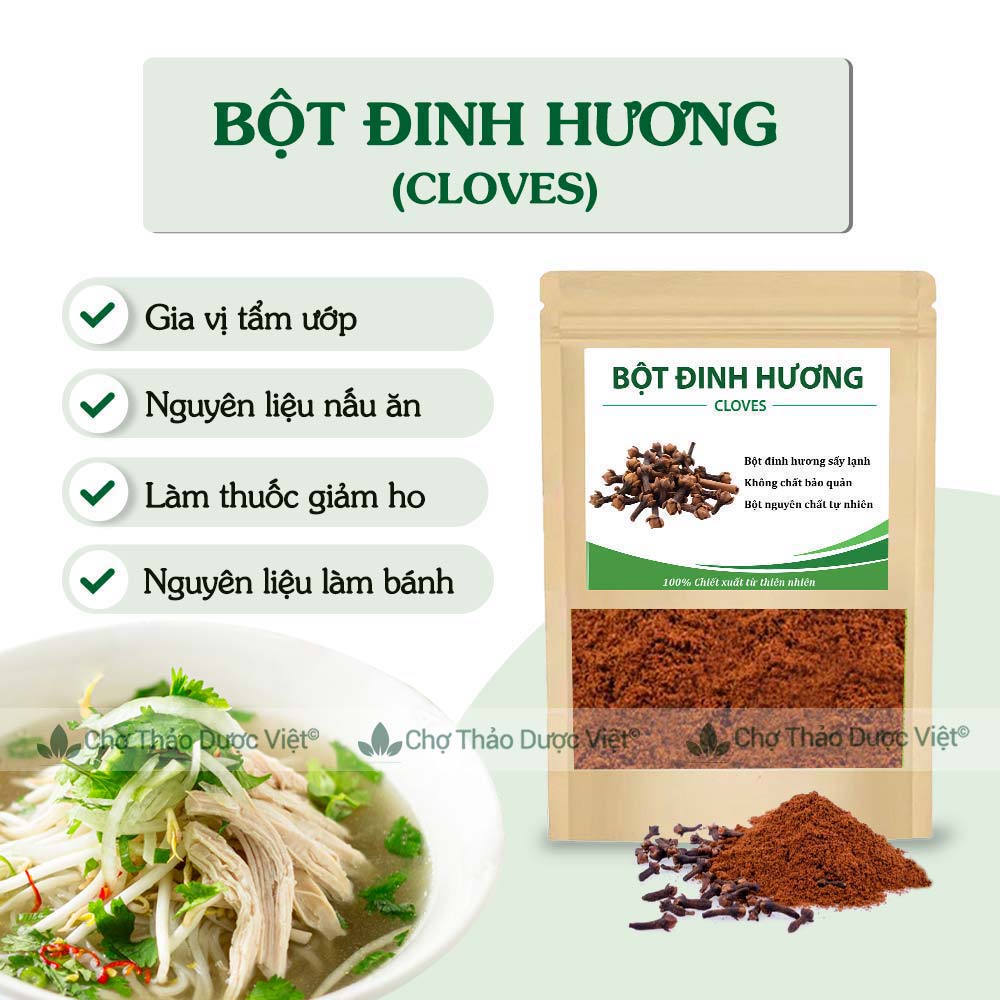 Bột đinh hương 100g, nguyên chất, thơm, mịn, bột gia vị tẩm ướp, nấu ăn - Chợ Thảo Dược Việt