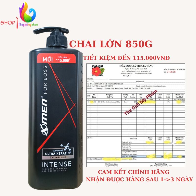Dầu Gội Xmen For Boss Intense 850g
