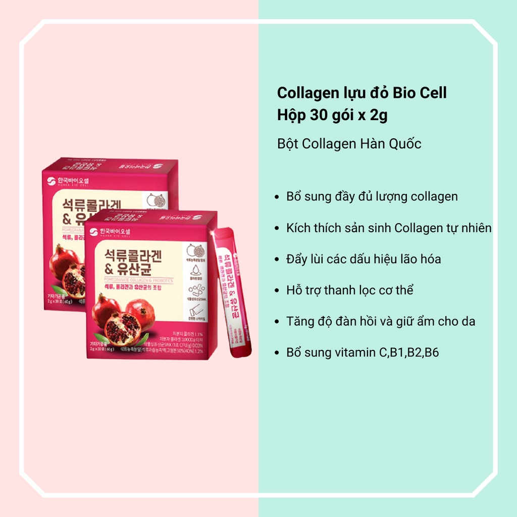 [Mẫu Mới] Collagen Uống Lựu Đỏ Bio Cell Hàn Quốc (Hộp 30 gói)