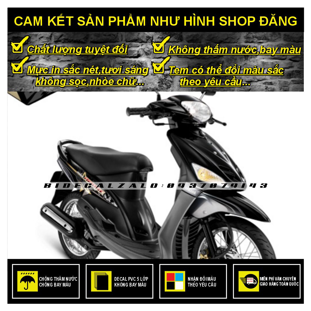 Tem rời mio amore dán xe đen decal chống nước ko bay màu