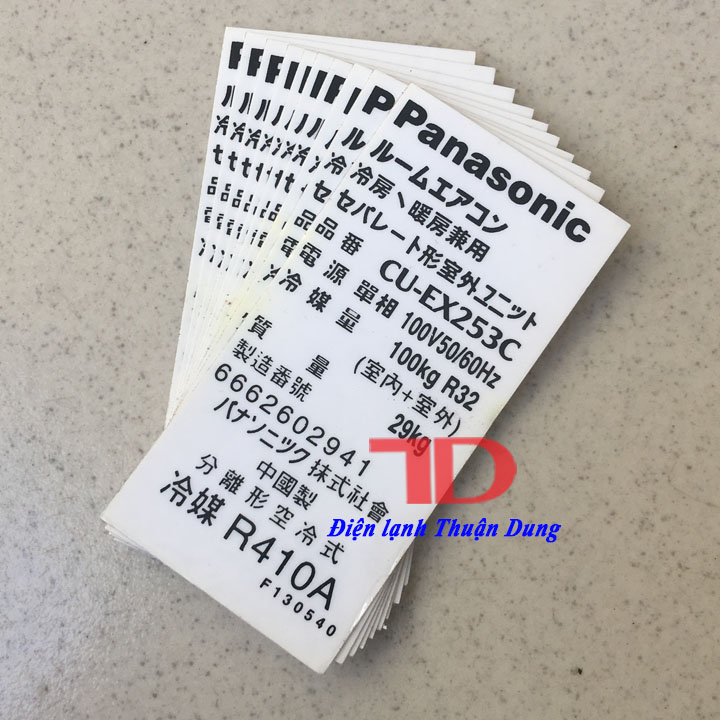 Tem thông số dành cho máy lạnh PANASONIC nội địa EX253C