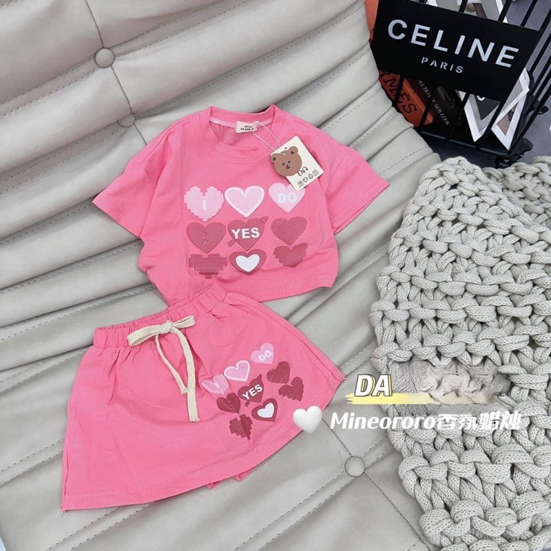 Set bộ quần áo i love tim cho bé gái 10-20kg