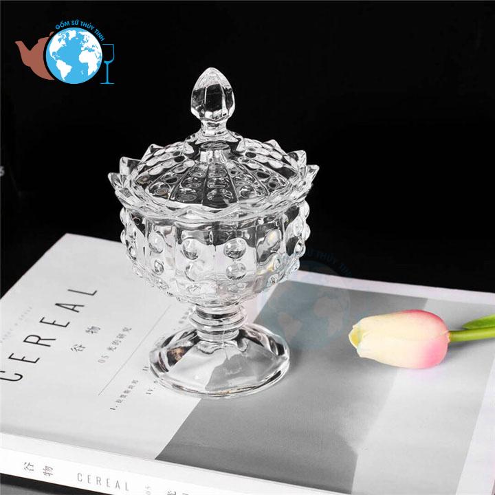 Combo 4 thố mứt thủy tinh pha lê chân cao 1047/l1