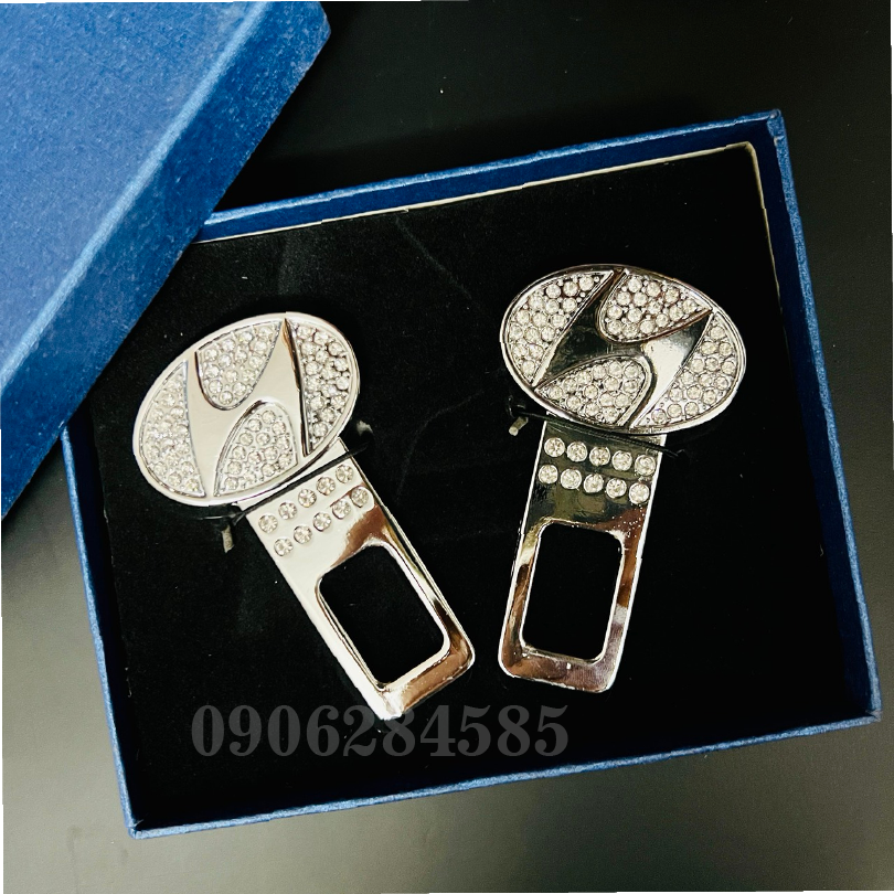 Bộ 2 đầu khoá chốt đính đá cài dây an toàn sang trọng đầy đủ logo các hãng xe