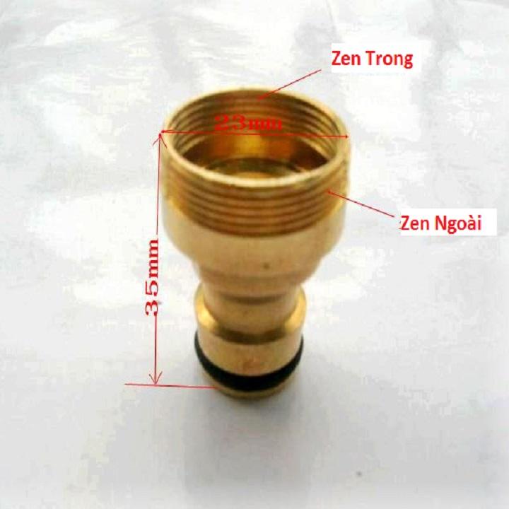 ĐẦU NỐI 2 IN 1  ZEN TRONG -  ZEN NGOÀI 23MM RA KHỚP NỐI NHANH - ĐỒNG THAU - 000550