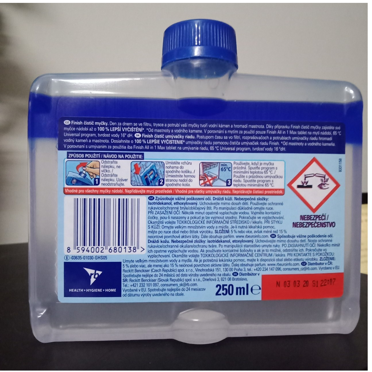 Dung dịch vệ sinh BẢO TRÌ máy rửa bát Finish chai 250ml