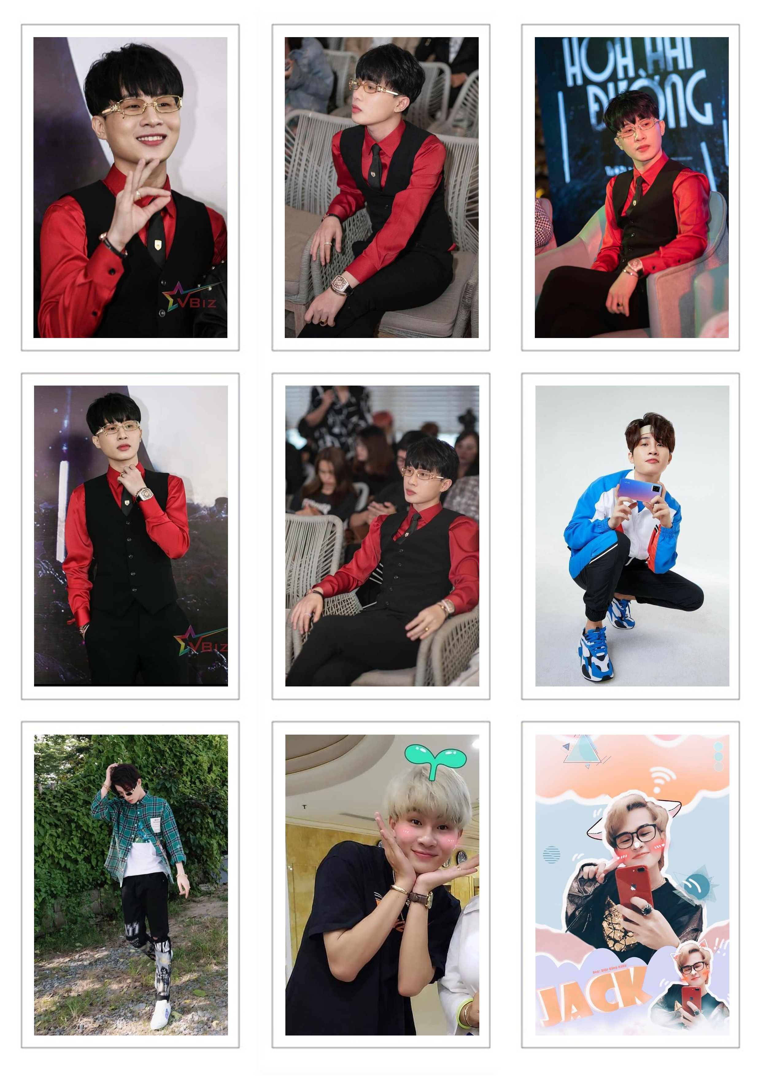 (No Box) 1 Set 9 Ảnh JACK (J97) Mẫu Hoa Hải Đường