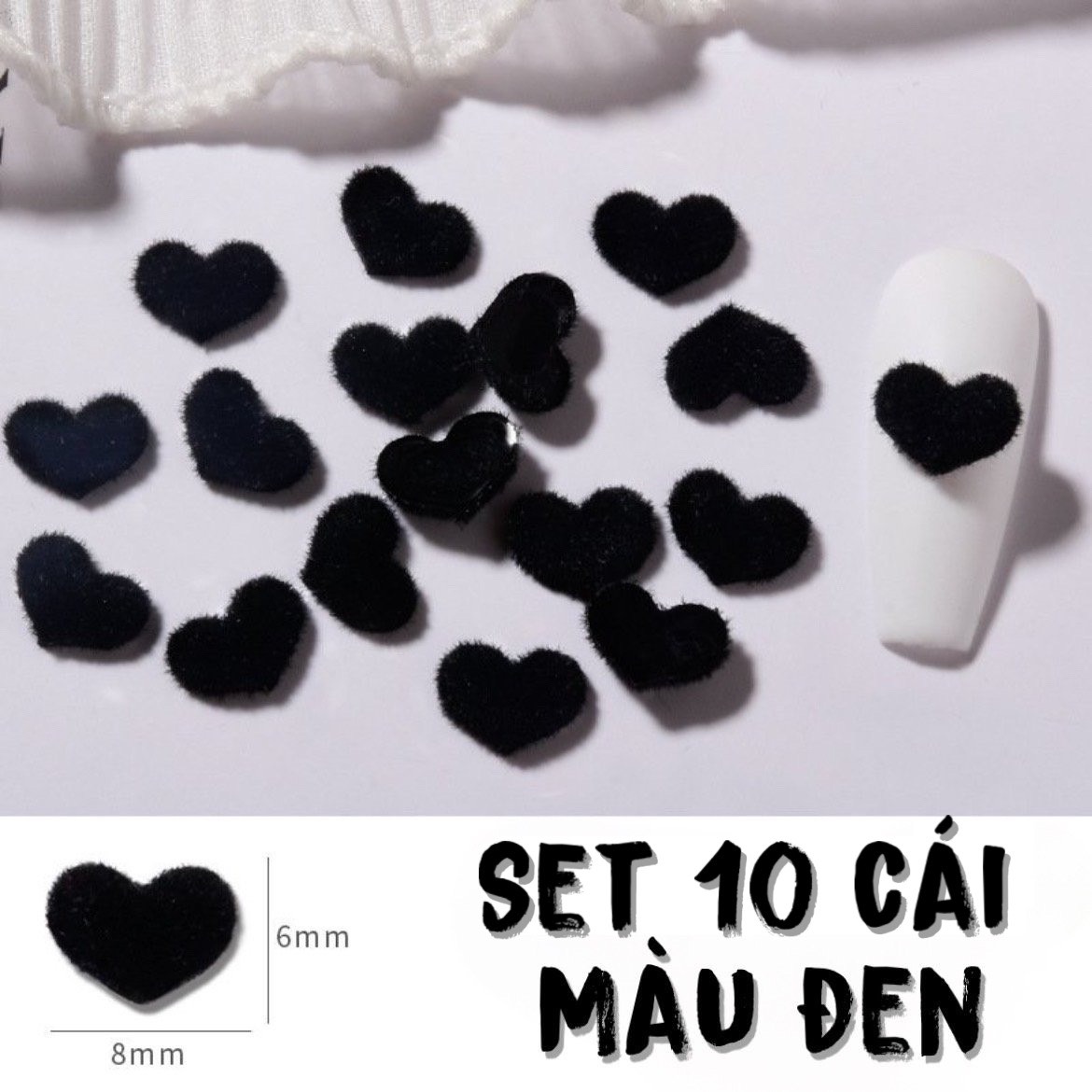 Set 10 charm trái tim lông nhung mùa đông hàn quốc | trang trí móng tay