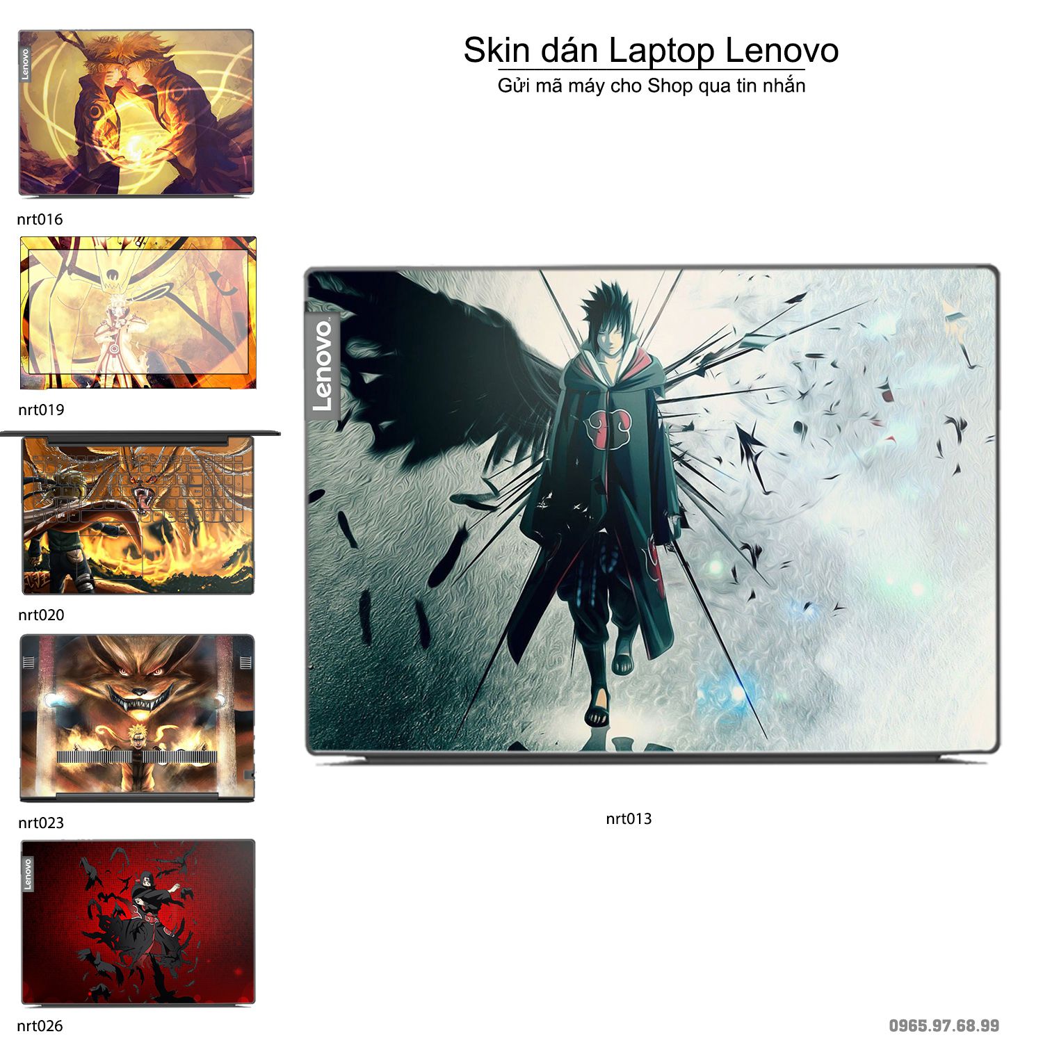 Decal Skin dán Laptop Lenovo mẫu Naruto (inbox mã máy cho shop)