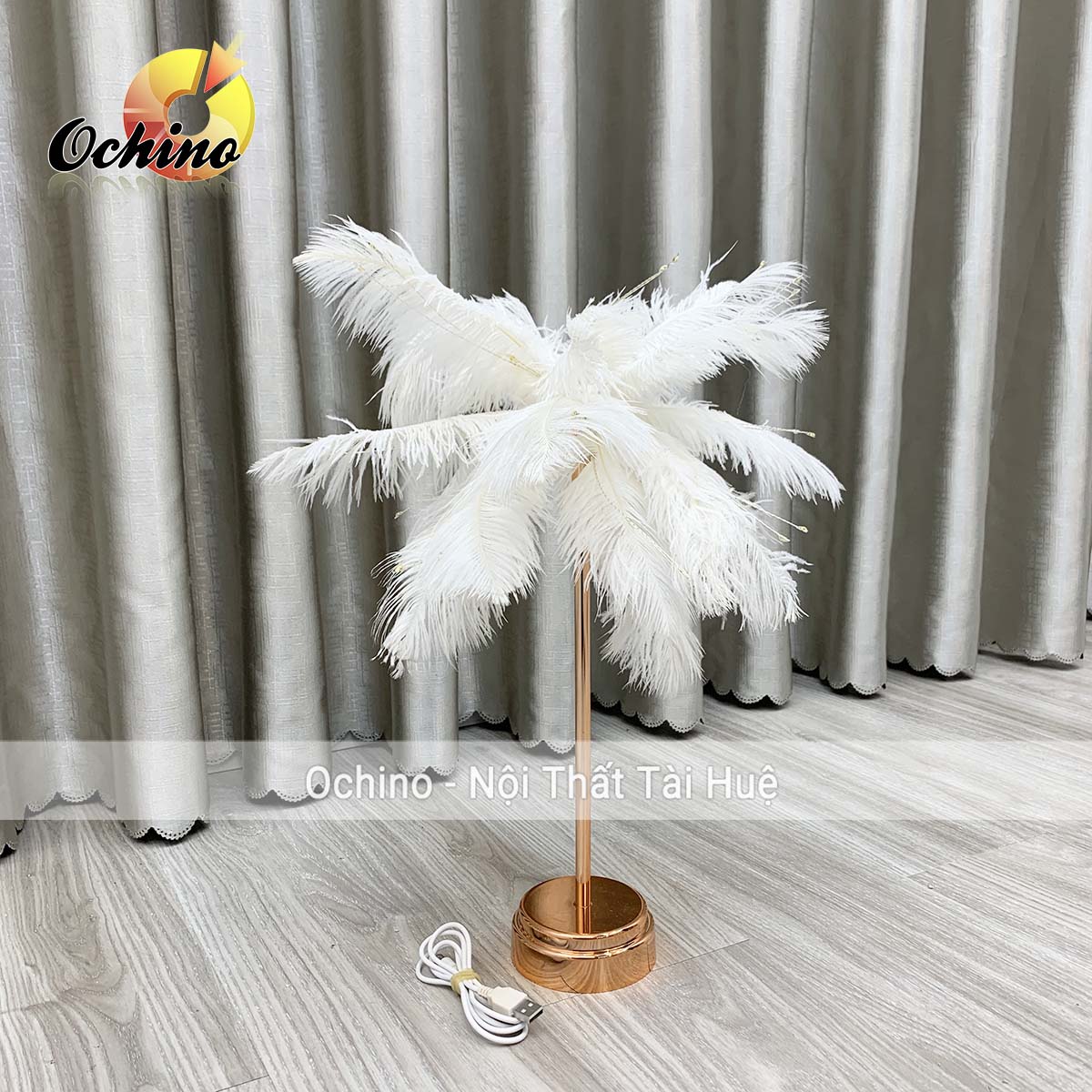 Đèn lông vũ, đèn lông bàn, đèn ngủ lông đà điểu, đèn ngủ để bàn, đèn lông để bàn cao cấp