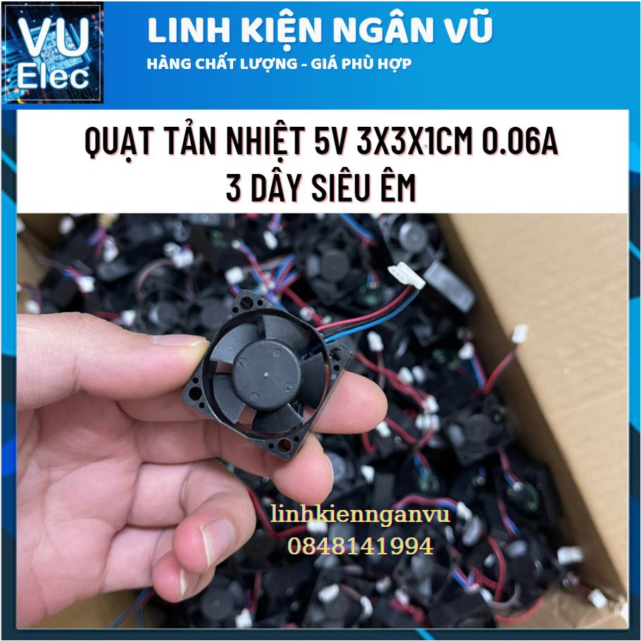 Quạt tản nhiệt brushless Fan 5v 3x3x1CM siêu bé siêu êm