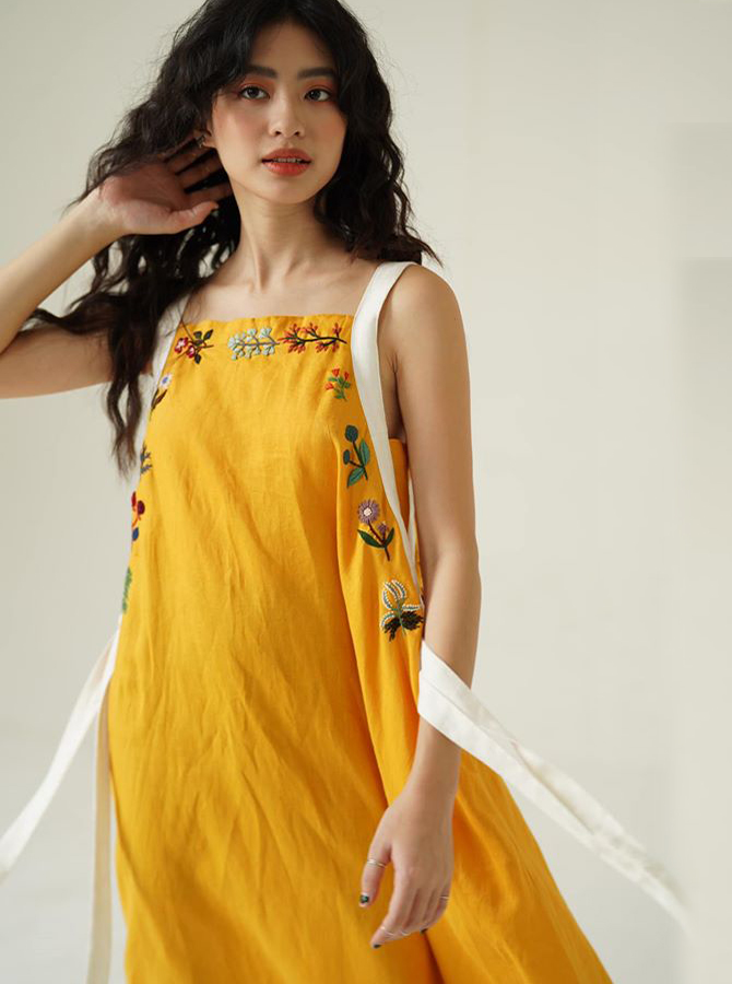 Rập Giấy 30076 - Đầm dây cổ ngang