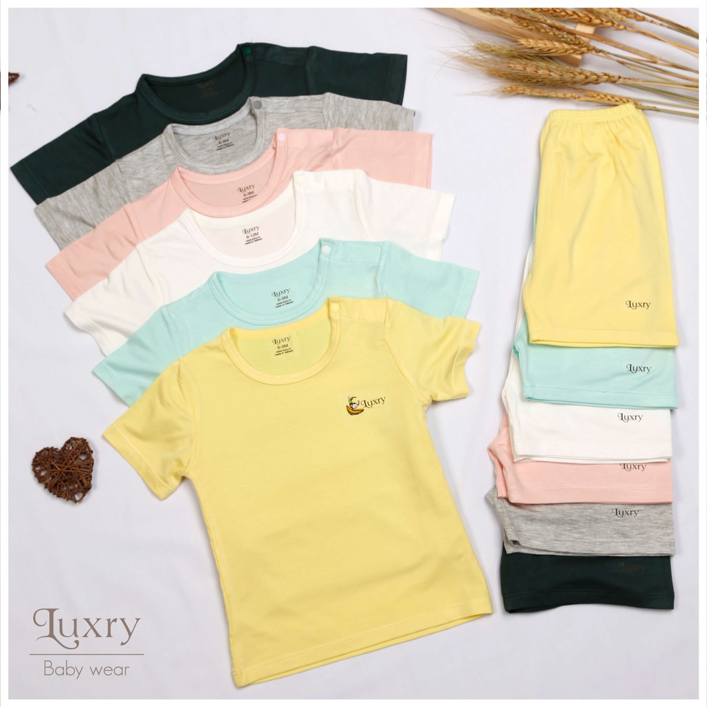 Bộ cộc tay cài vai Petit Luxry cho bé trai, bé gái