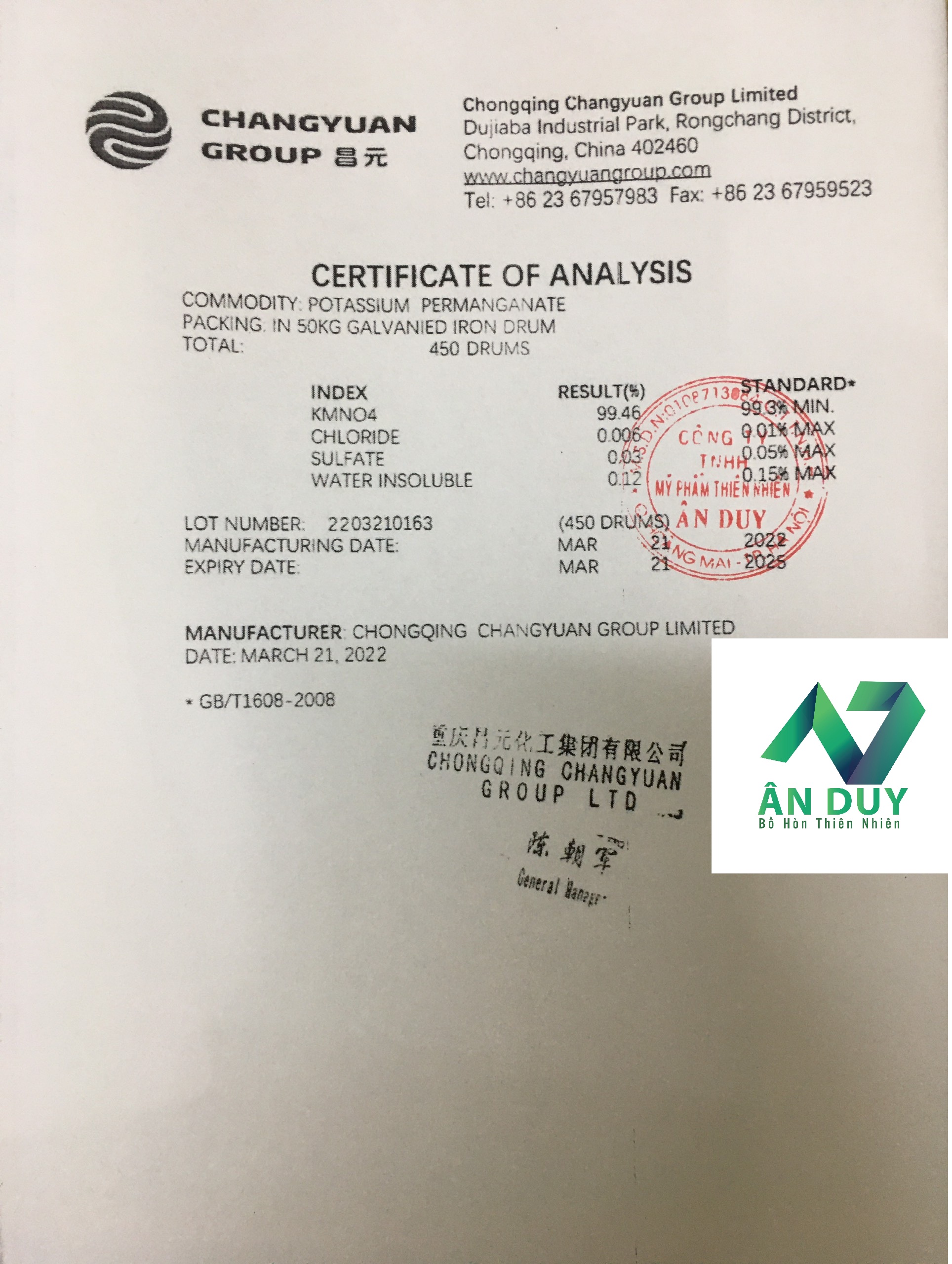 Bột tím KMnO4 1000g