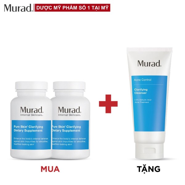 Mua 2 Viên uống giảm mụn Murad Pure Skin Clarifying Dietary Supplement 120 viên Tặng Murad Clarifying Cleanser 200ml