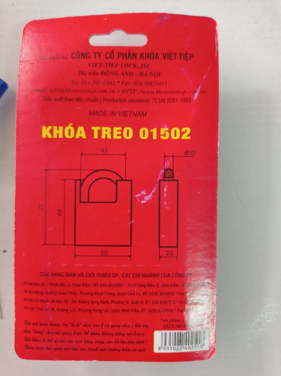KHOÁ CHỐNG CẮT INOX VIỆT TIỆP