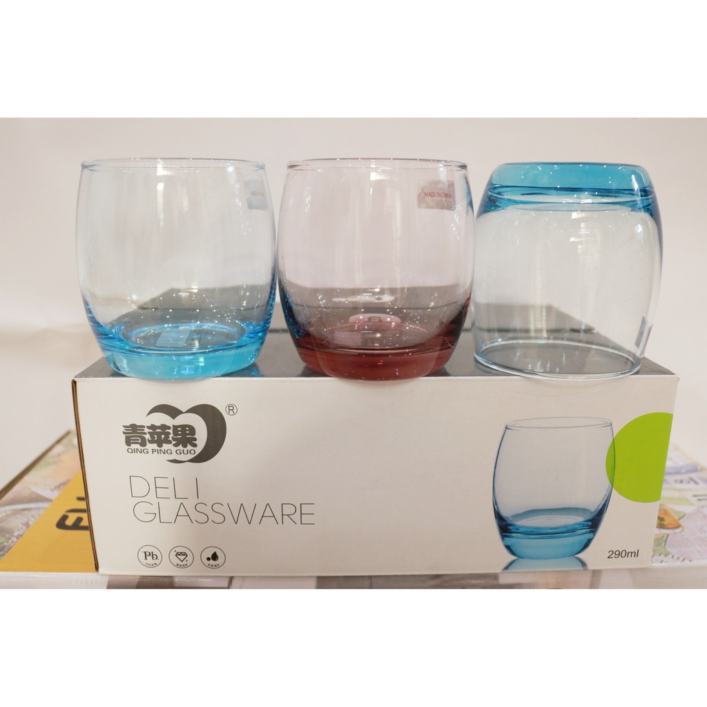 BỘ 6 LY CỐC THUỶ TINH TRÒN BẦU 290ML
