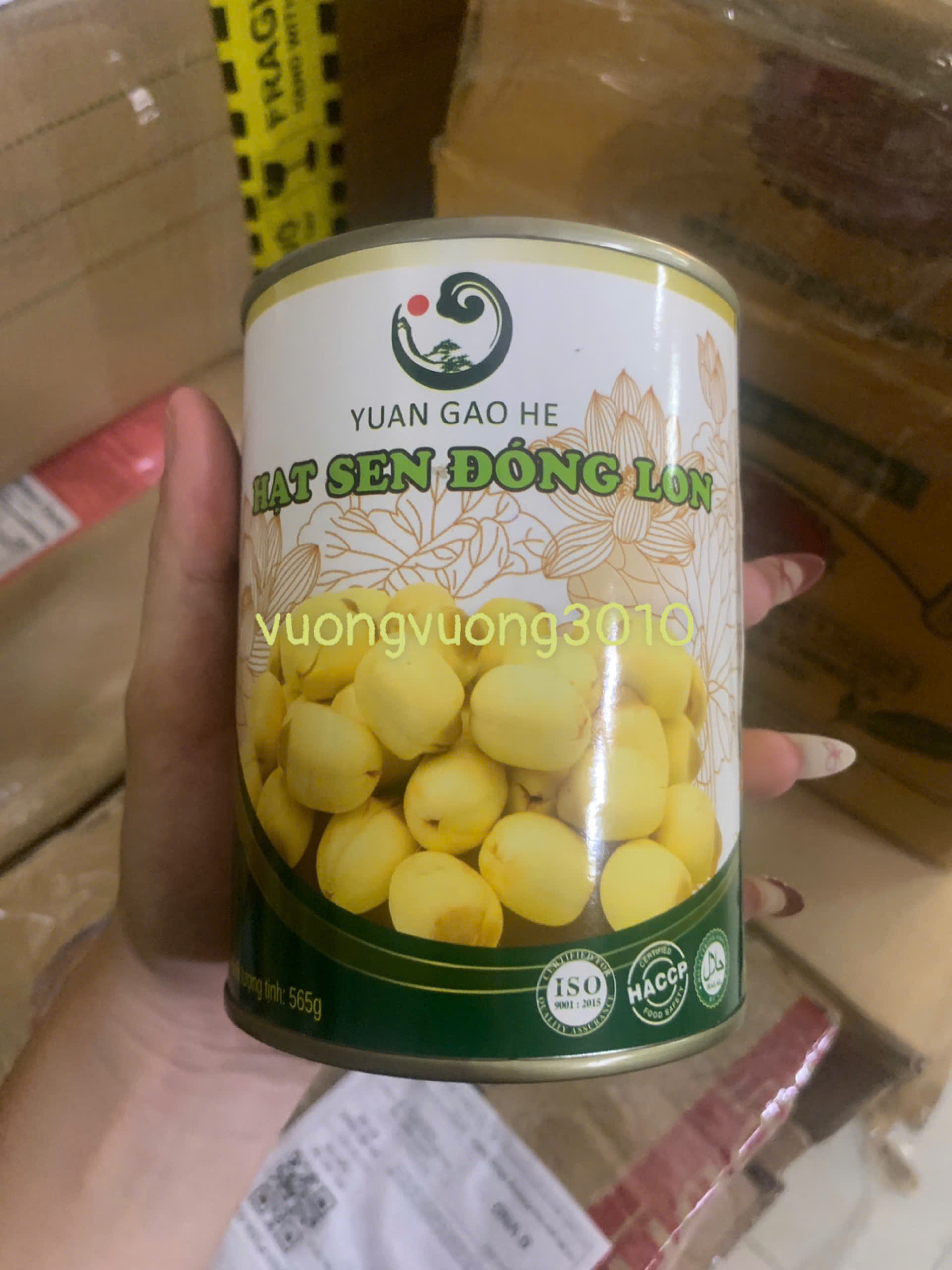 Hạt sen đóng lon hiệu Yuan Gao He 656gr