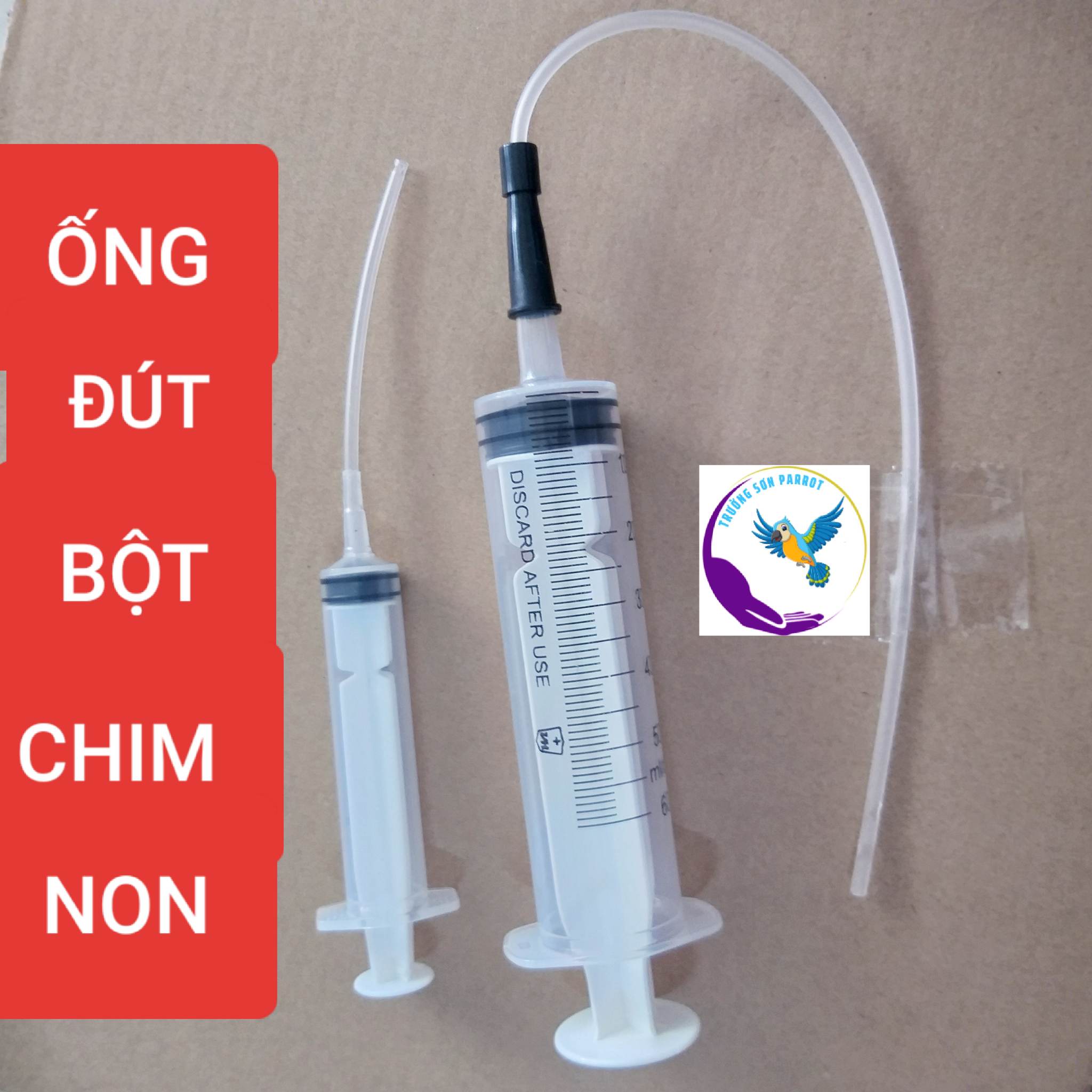 Xi lanh và ống luồn bơm bột cho vẹt non