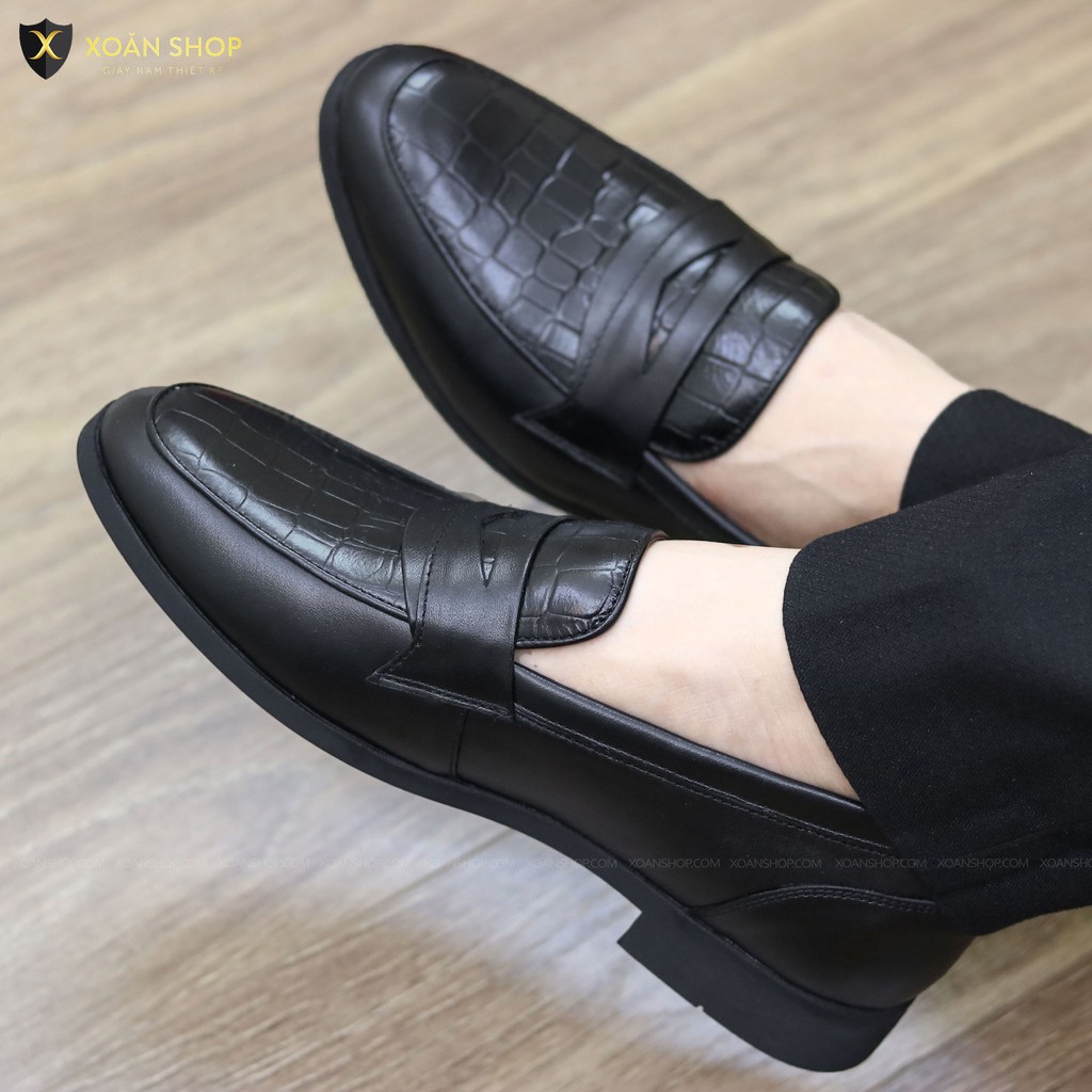 Giày lười nam da bò đế cao su
