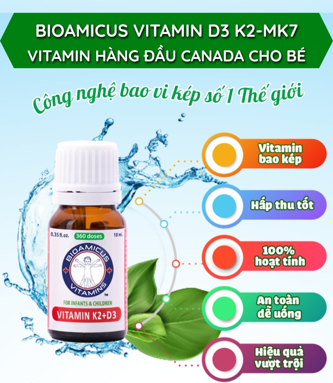 BioAmicus Vitamin D3K2-MK7 10ml