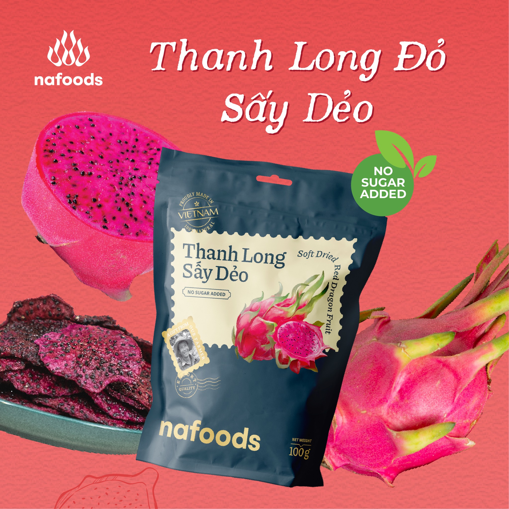 Thanh Long Đỏ Sấy Dẻo NAFOODS Túi 100gr