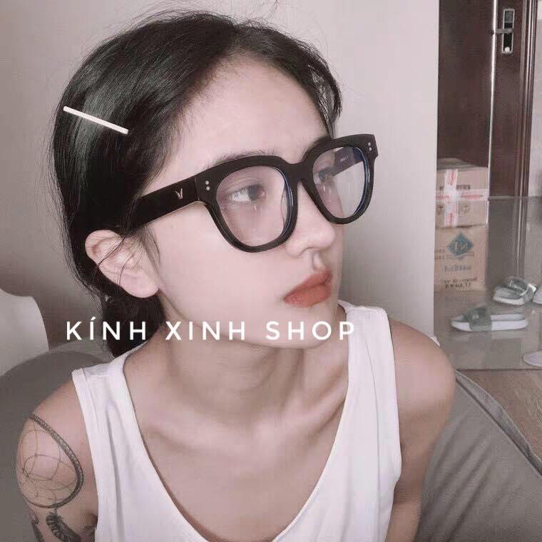 Kính gọng UNAC Mắt vuông form to bản nhựa dày thời trang (ĐEN)