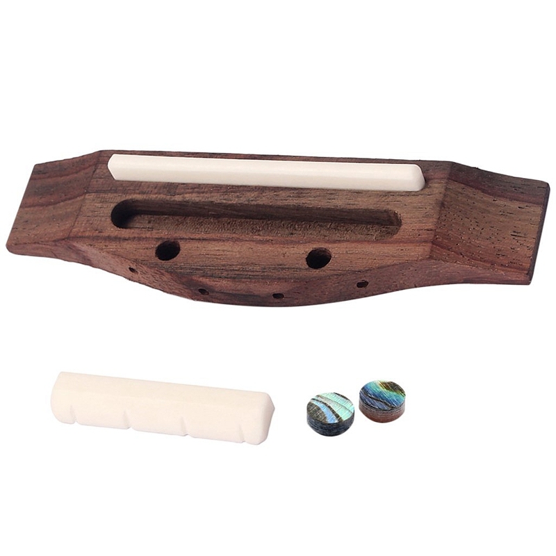 4 String Guitar Ukulele Rosewood Bridge Set Saddle Nut for Musical Instrument Parts