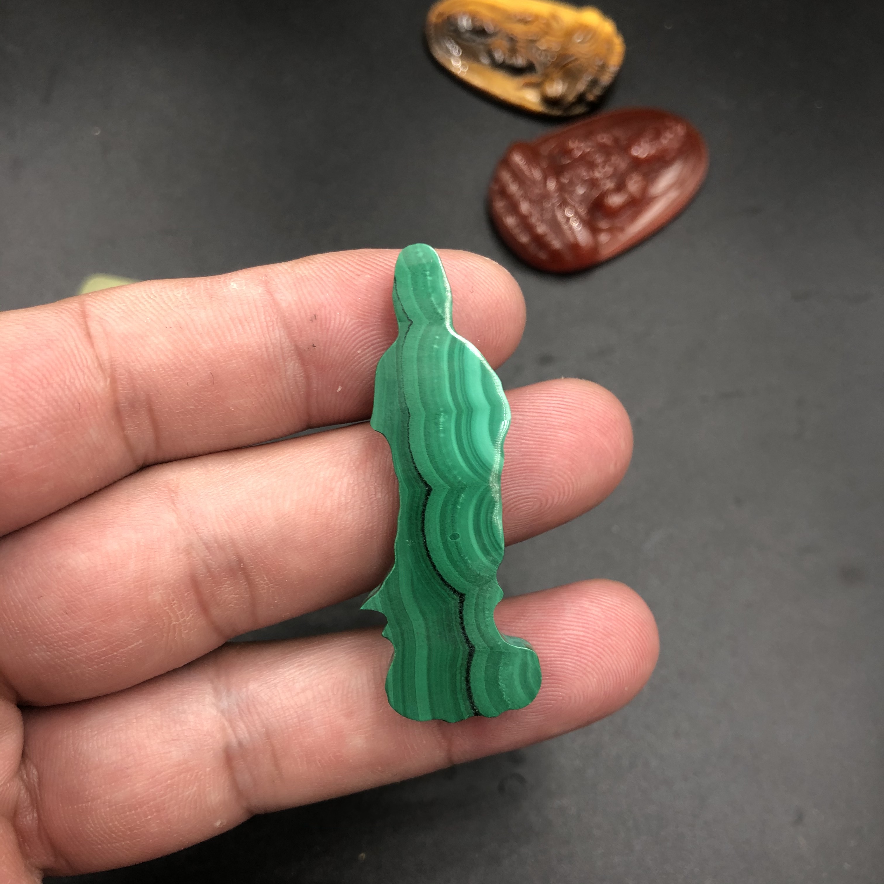 Mặt phật bà Quan Âm đá Lông Công Malachite CP459