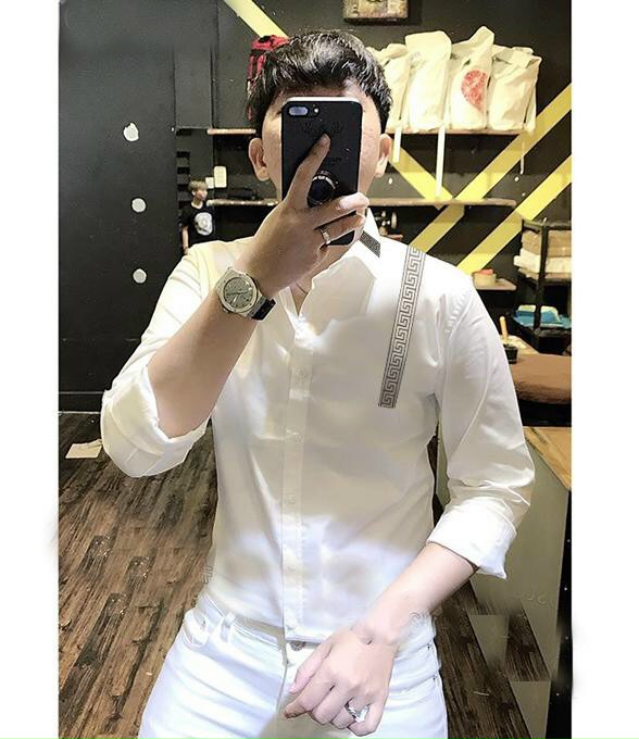 Áo sơ mi nam đen viền thổ cẩm cực đẹp | hàng form chuẩn shop
