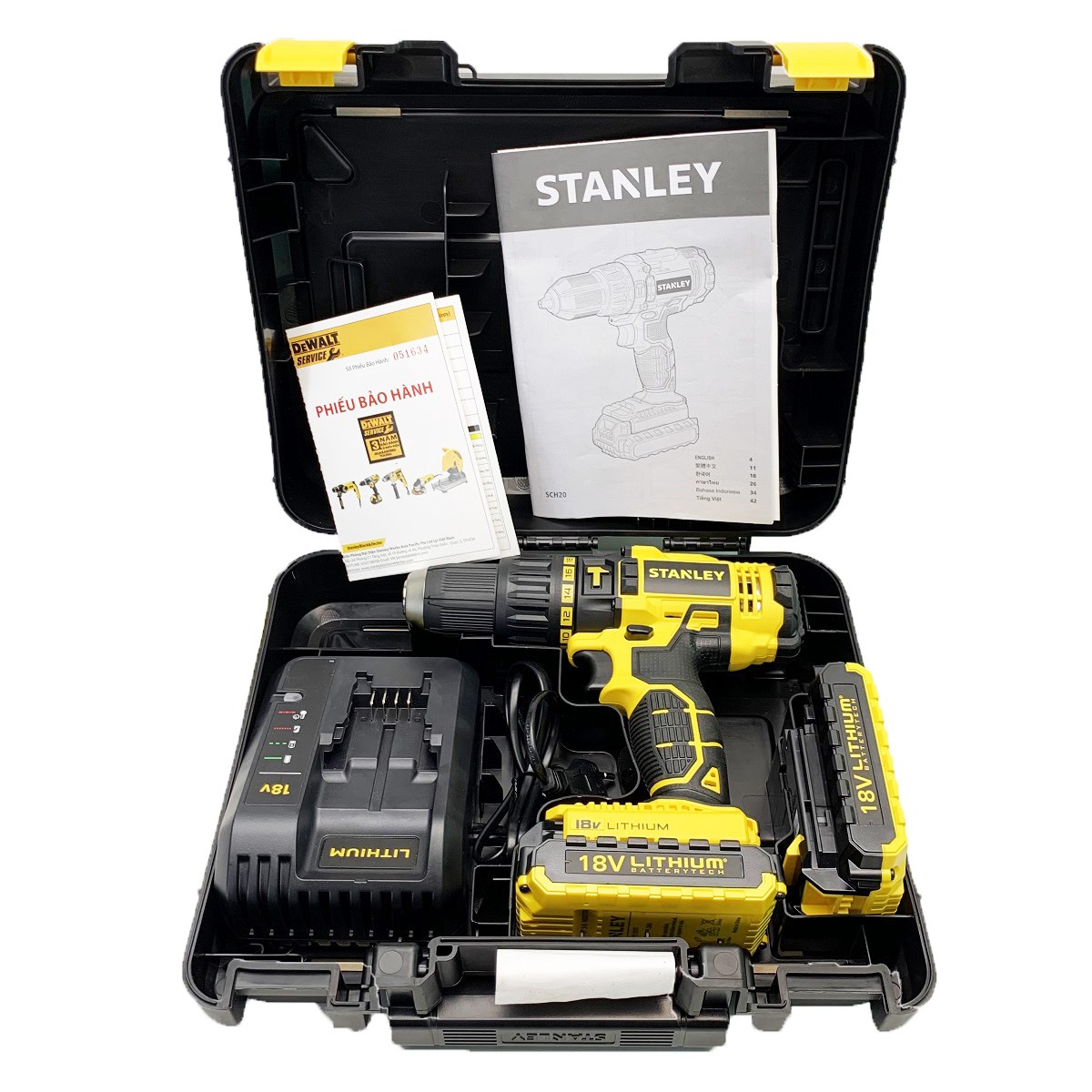 Máy khoan pin Stanley 20V SCH20C2K-B1 (2 pin 1.3Ah & 1 Sạc)
