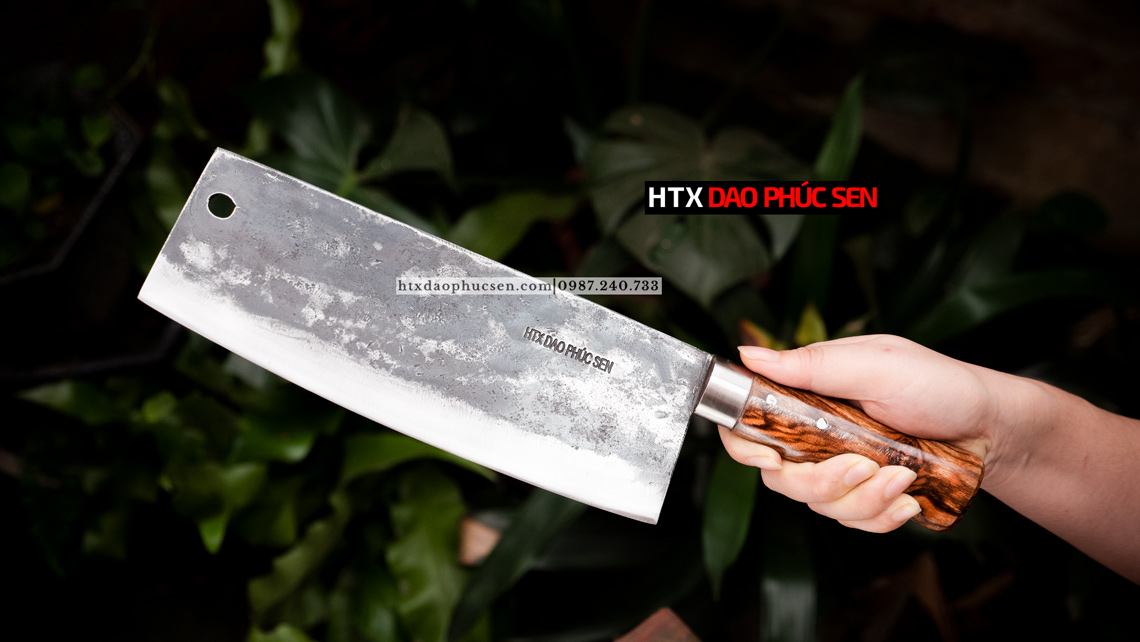 Dao chặt gà nhíp xe rèn thủ công - G04
