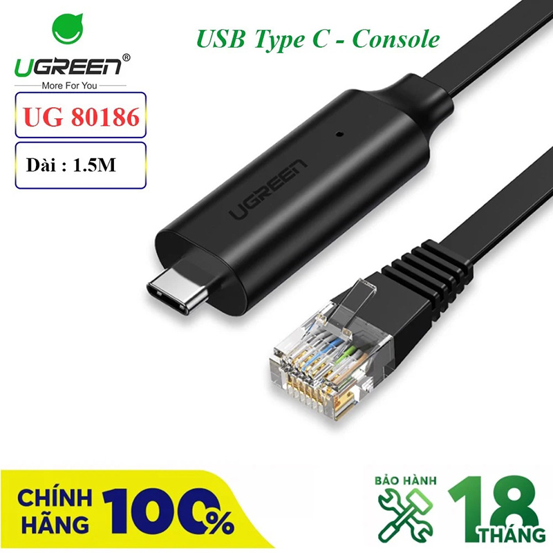 Cáp Console USB Type-C sang RJ45 FTDI dài 1,5M Ugreen 80186